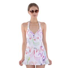 Rainbow Green Purple Pink Red Blue Pattern Zommed Halter Swimsuit Dress by Mariart