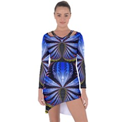 Illustration Robot Wave Asymmetric Cut-out Shift Dress