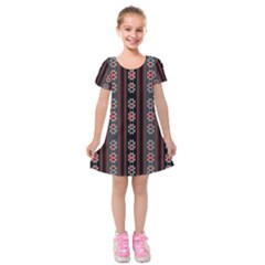 Folklore Pattern Kids  Short Sleeve Velvet Dress by ValentinaDesign