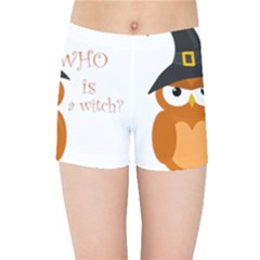 Halloween Orange Witch Owl Kids Sports Shorts