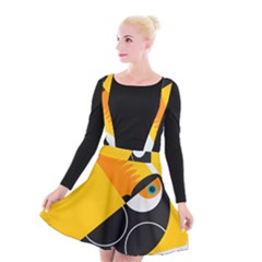 Cute Toucan Bird Cartoon Yellow Black Suspender Skater Skirt by Mariart