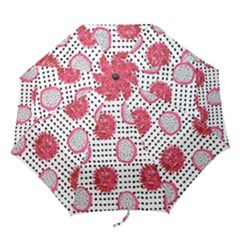 Fruit Patterns Bouffants Broken Hearts Dragon Polka Dots Red Black Folding Umbrellas by Mariart