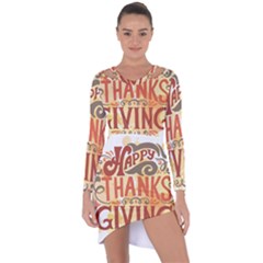 Happy Thanksgiving Sign Asymmetric Cut-out Shift Dress by Mariart