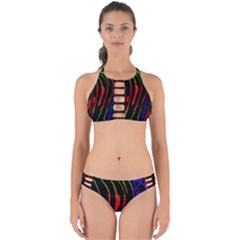 Frog Spectrum Polka Line Wave Rainbow Perfectly Cut Out Bikini Set