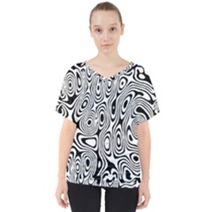 Psychedelic Zebra Black White V-neck Dolman Drape Top by Mariart