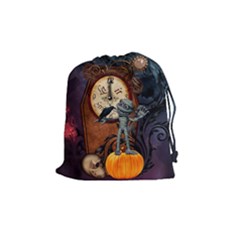 Funny Mummy With Skulls, Crow And Pumpkin Drawstring Pouches (medium)  by FantasyWorld7