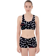 Toucan White Bluered Work It Out Sports Bra Set by Mariart