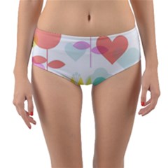 Tulip Lotus Sunflower Flower Floral Staer Love Pink Red Blue Green Reversible Mid-waist Bikini Bottoms by Mariart