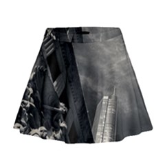 Chicago Skyline Tall Buildings Mini Flare Skirt by BangZart