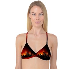 Gold Golden Skyline Skyscraper Reversible Tri Bikini Top by BangZart