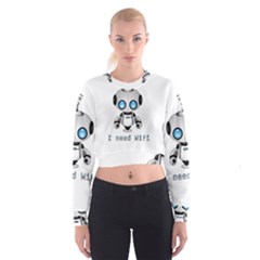 Cute Robot Cropped Sweatshirt by Valentinaart