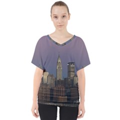 Skyline City Manhattan New York V-neck Dolman Drape Top