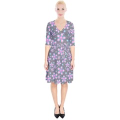 Seamless Pattern Purple Girly Floral Pattern Wrap Up Cocktail Dress