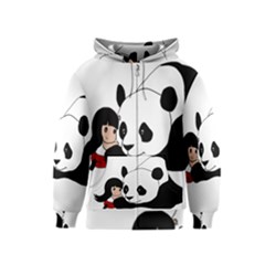 Girl And Panda Kids  Zipper Hoodie by Valentinaart