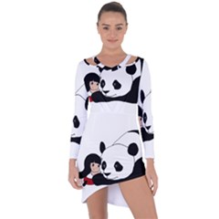 Girl And Panda Asymmetric Cut-out Shift Dress