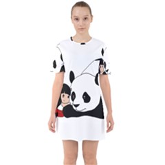 Girl And Panda Sixties Short Sleeve Mini Dress