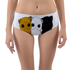 Cute Cats Reversible Mid-waist Bikini Bottoms