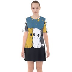 Cute Cats Sixties Short Sleeve Mini Dress