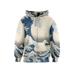 The Classic Japanese Great Wave Off Kanagawa By Hokusai Kids  Zipper Hoodie by PodArtist