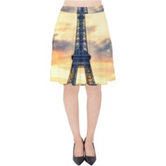 Eiffel Tower Paris France Landmark Velvet High Waist Skirt