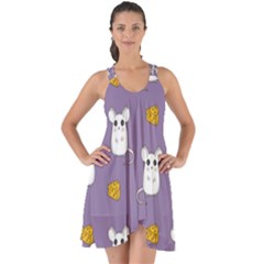 Cute Mouse Pattern Show Some Back Chiffon Dress