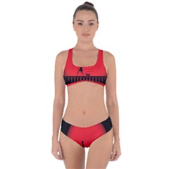 Girl Cat Scary Red Animal Pet Criss Cross Bikini Set