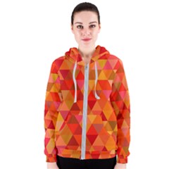 Red Hot Triangle Tile Mosaic Women s Zipper Hoodie by Nexatart