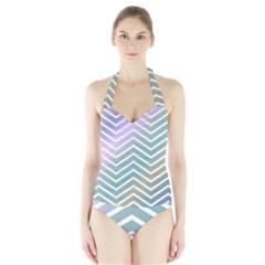 Zigzag Line Pattern Zig Zag Halter Swimsuit by Nexatart