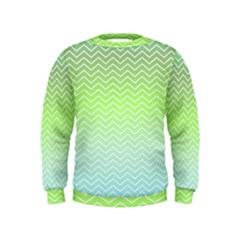 Green Line Zigzag Pattern Chevron Kids  Sweatshirt