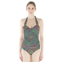 Spiral Spin Background Artwork Halter Swimsuit by Nexatart