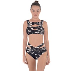 Vintage Halloween Bat Pattern Bandaged Up Bikini Set 