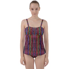 Star Fall In  Retro Peacock Colors Twist Front Tankini Set by pepitasart