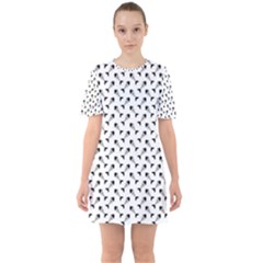 Fish Bones Pattern Sixties Short Sleeve Mini Dress