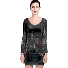 Abstract Art Long Sleeve Bodycon Dress by ValentinaDesign