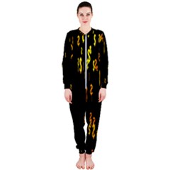 Animated Falling Spinning Shining 3d Golden Dollar Signs Against Transparent Onepiece Jumpsuit (ladies)  by Mariart