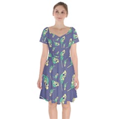 Canaries Budgie Pattern Bird Animals Cute Short Sleeve Bardot Dress by Mariart