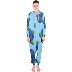 Fruit Nordic Grapes Green Blue Hooded Jumpsuit (ladies) 