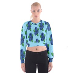 Fruit Nordic Grapes Green Blue Cropped Sweatshirt by Mariart