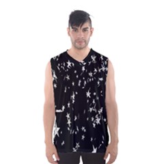 Falling Spinning Silver Stars Space White Black Men s Basketball Tank Top by Mariart