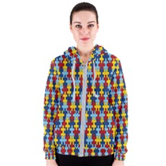 Fuzzle Red Blue Yellow Colorful Women s Zipper Hoodie