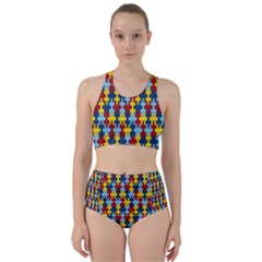 Fuzzle Red Blue Yellow Colorful Racer Back Bikini Set by Mariart