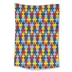 Fuzzle Red Blue Yellow Colorful Large Tapestry