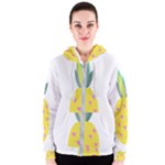 Pineapple Fruite Yellow Triangle Pink Women s Zipper Hoodie