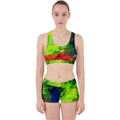 Neon Rainbow Green Pink Blue Red Painting Work It Out Sports Bra Set by Mariart