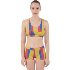 Rainbow Sign Yellow Red Blue Retro Work It Out Sports Bra Set by Mariart