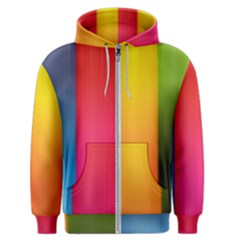 Rainbow Stripes Vertical Lines Colorful Blue Pink Orange Green Men s Zipper Hoodie by Mariart