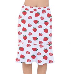 Red Fruit Strawberry Pattern Mermaid Skirt by Mariart