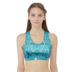 Repeatable Patterns Shutterstock Blue Leaf Heart Love Sports Bra With Border