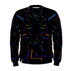 Seamless 3d Animation Digital Futuristic Tunnel Path Color Changing Geometric Electrical Line Zoomin Men s Sweatshirt by Mariart