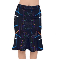 Seamless 3d Animation Digital Futuristic Tunnel Path Color Changing Geometric Electrical Line Zoomin Mermaid Skirt by Mariart